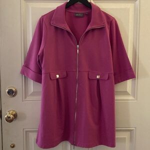 Motto Stretch French Terry Jacket With Removable Hood/Pink/Medium/EUC/WORN TWICE